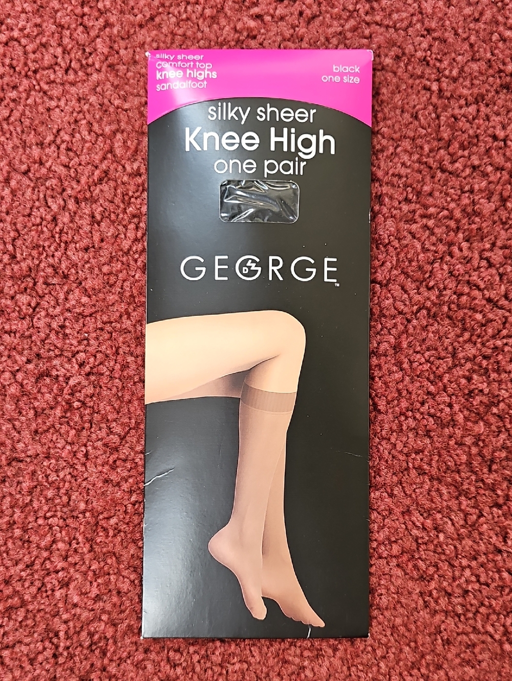 George Silky Sheer Knee Highs - Black